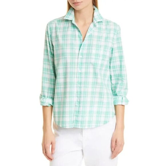 Frank & Eileen Eileen Plaid Cotton Button-up Shirt In Mint Plaid Size Small - Picture 1 of 7